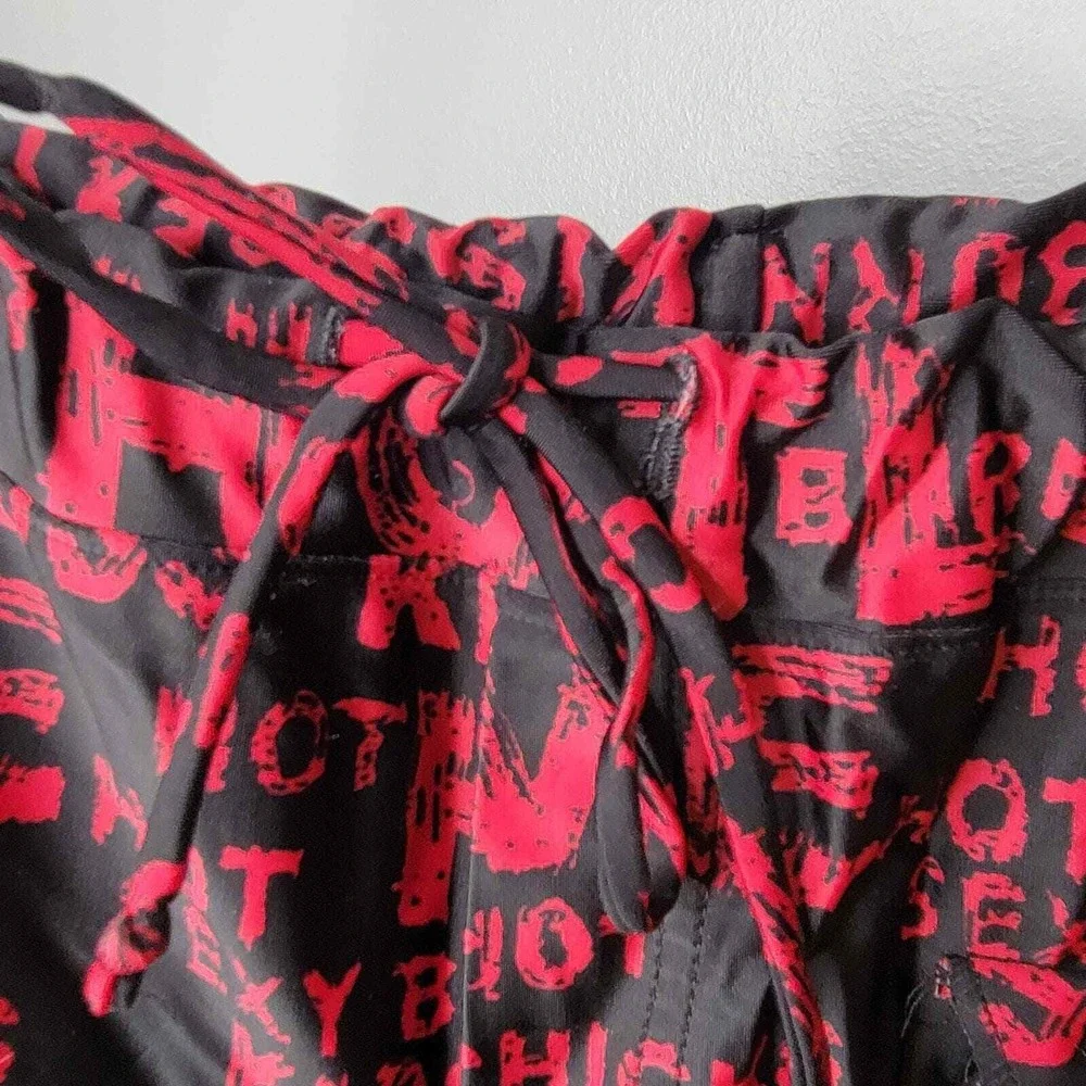 TurboWear Shorts Womens Size M Black Red Stretch Cargo Baggy‎ Dance Hot Kiss y2k - Picture 3 of 9